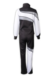 WTV175 Online Order Women's Sport Suit Design Black and White Contrast Sport Suit Sport Suit Factory 100% Polyester  back view